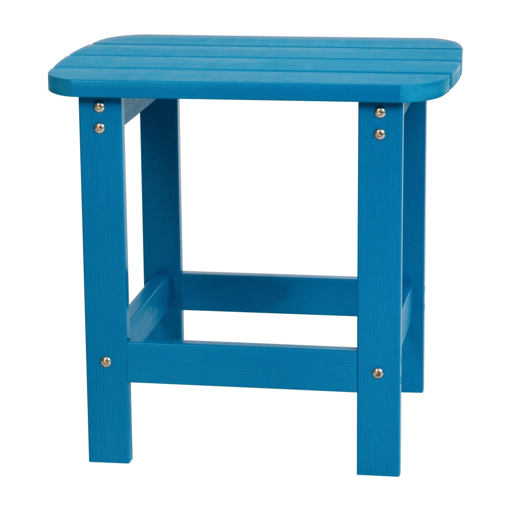 Flash Furniture Charlestown All-Weather Adirondack Side Table, 18-1/4inH x 18-3/4inW x 15inD, Blue