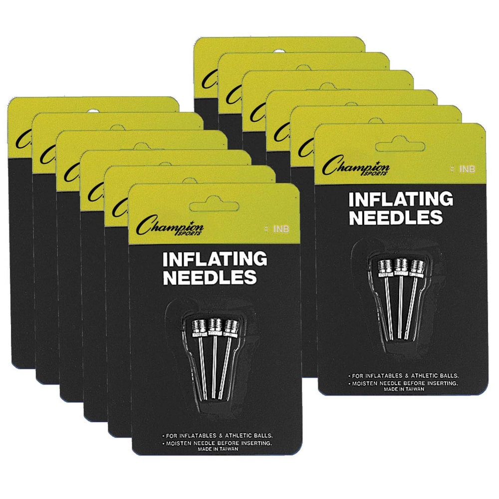 Champion Sports Inflating Needles for Air Pump, Silver, 3 Needles Per Pack, Set Of 12 Packs