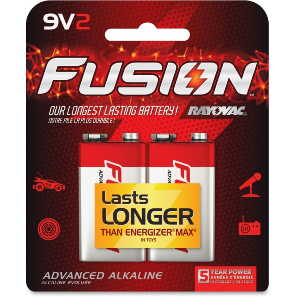 Rayovac Fusion Alkaline 9V Batteries - For Multipurpose - 9 V DC - 2 / Pack