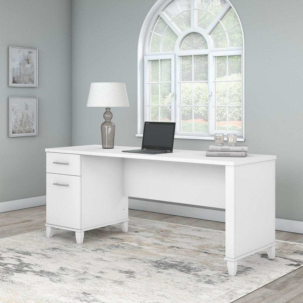 Bush Furniture Somerset Office 72inW Computer Desk With Drawers, White, Standard Delivery