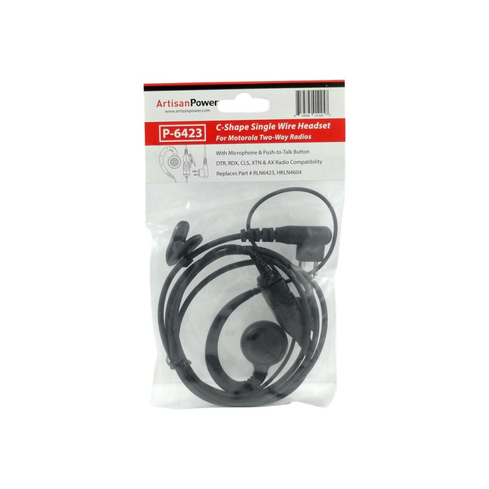 Motorola TDSourcing P-6423 - Earphones with mic - ear-bud - over-the-ear mount - wired