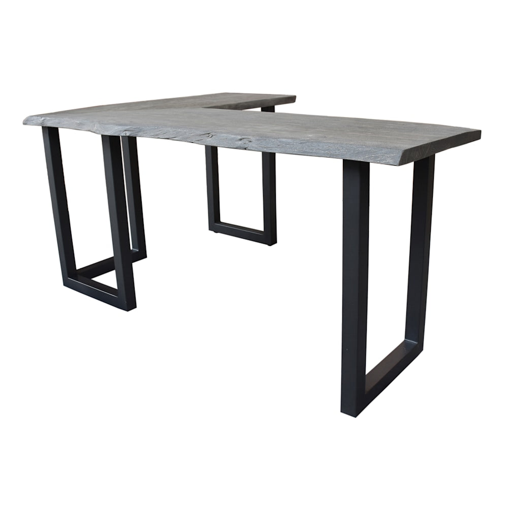 Coast to Coast Timothy L-Shaped Writing Desk, 30inH x 68inW x 47inD, Sandblast Gray/Gunmetal