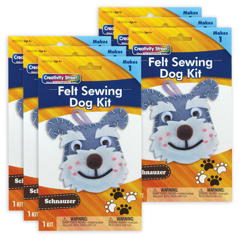 Creativity Street Felt Sewing Animal Kits, 4-1/4in x 6-1/2in x 1in, Schnauzer, Set Of 6 Kits