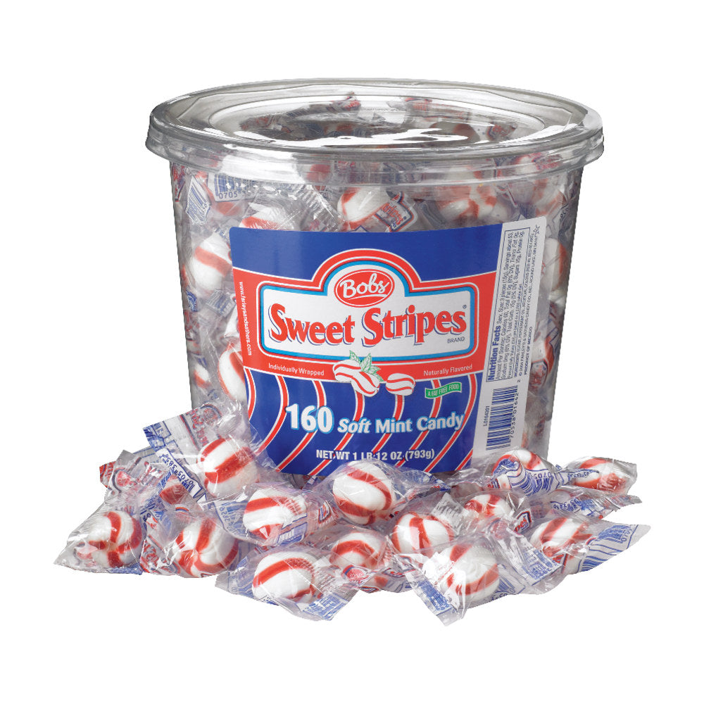 Bobs Candy Sweet Stripes Soft Mints, 28 Oz Tub