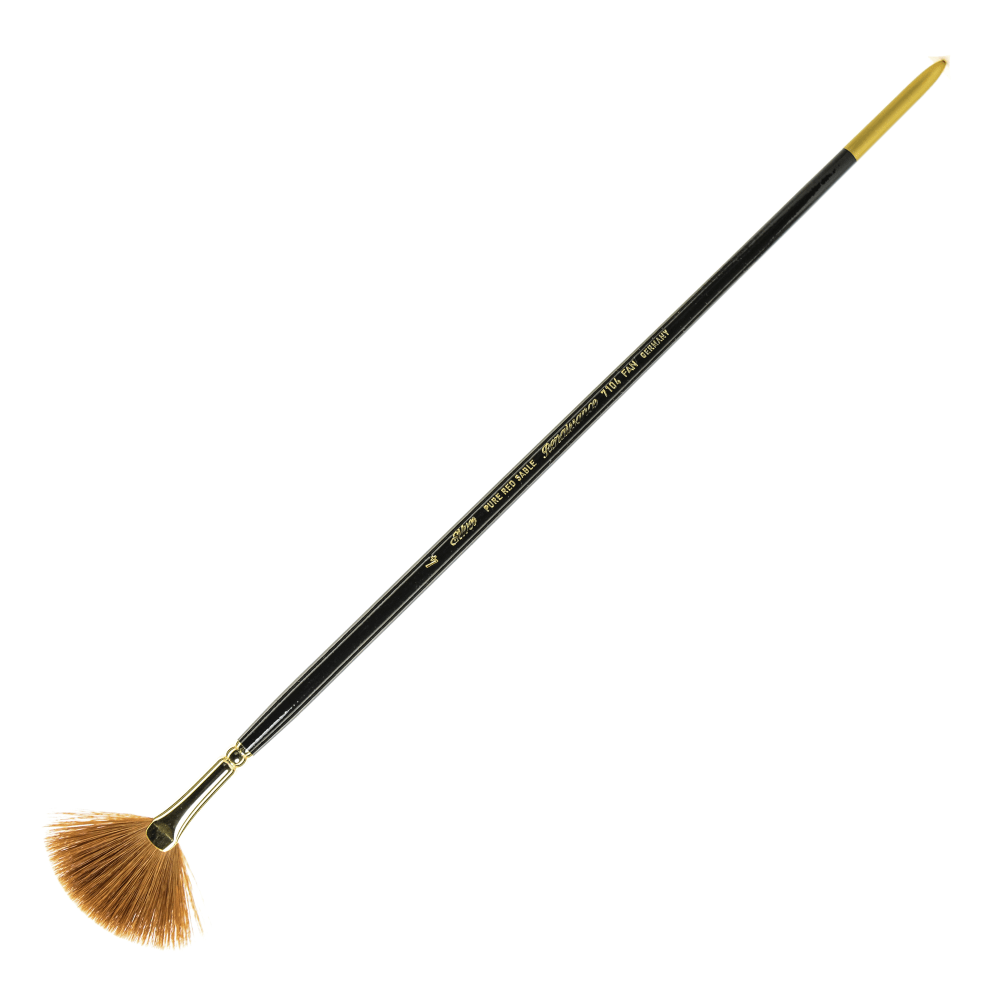 Silver Brush Renaissance Series Long-Handle Paint Brush 7104, Size 4, Fan Bristle, Sable Hair, Multicolor