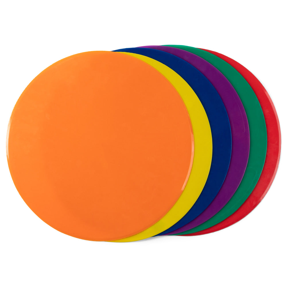 Champion Sports Round Poly Spot Markers, 10in, Assorted Colors, Pack Of 6 Markers