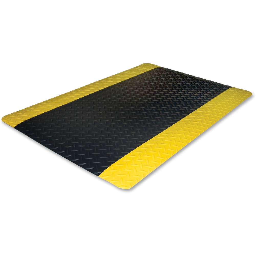 Genuine Joe Safe Step Anti-Fatigue Mat, 2ft x 3ft, Black/Yellow