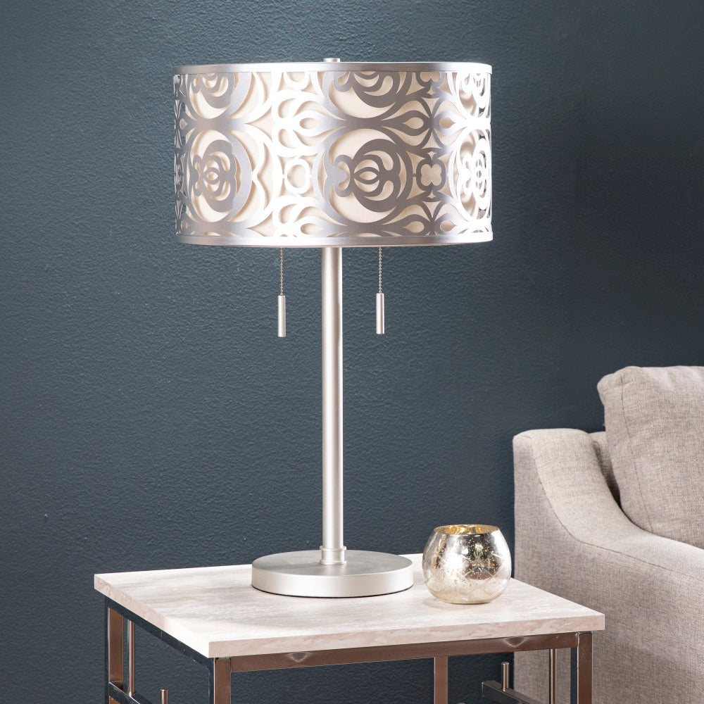 SEI Vedrix Table Lamp, 25-1/2inH, Silver/White