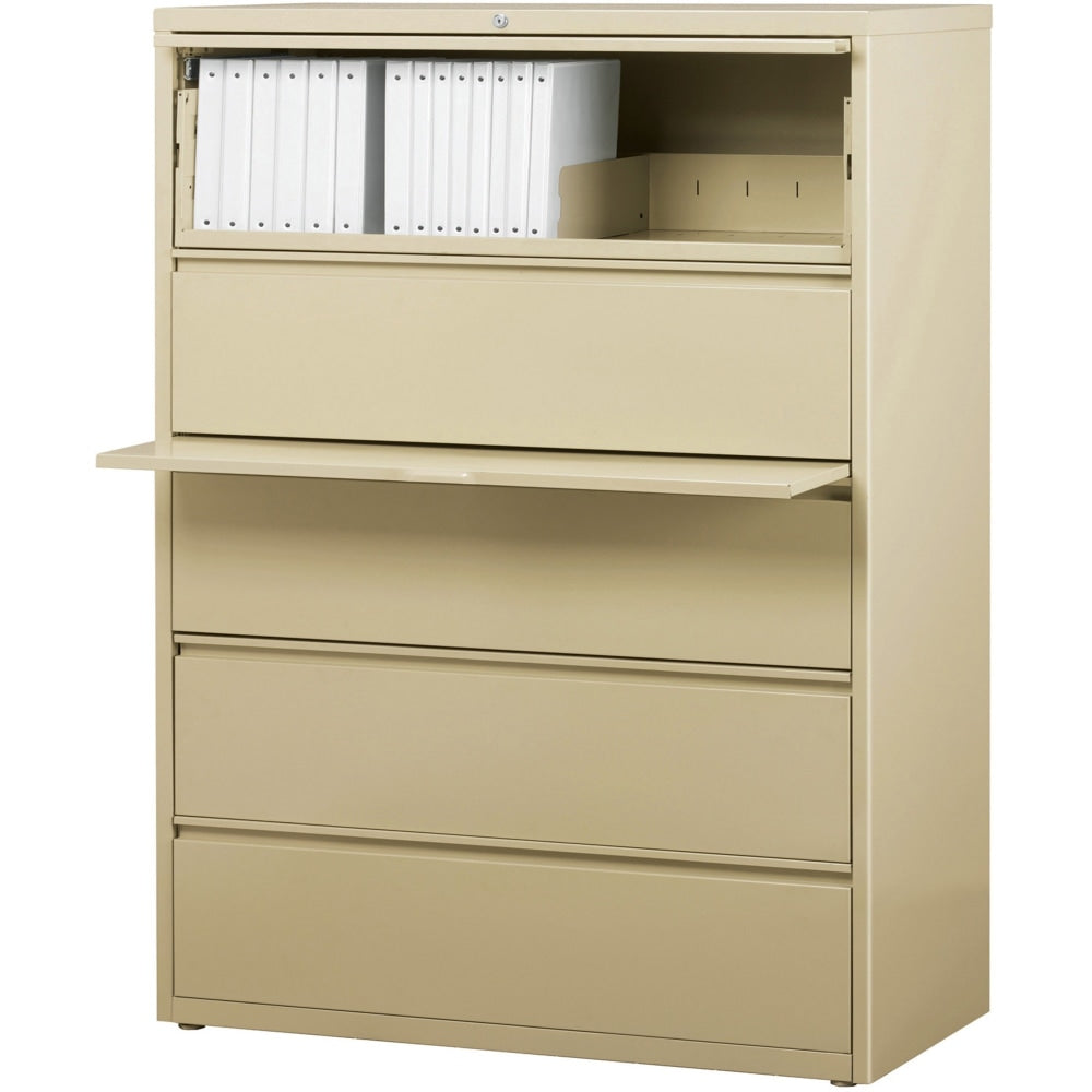 Lorell Fortress 42inW x 18-5/8inD Lateral 5-Drawer File Cabinet, Putty