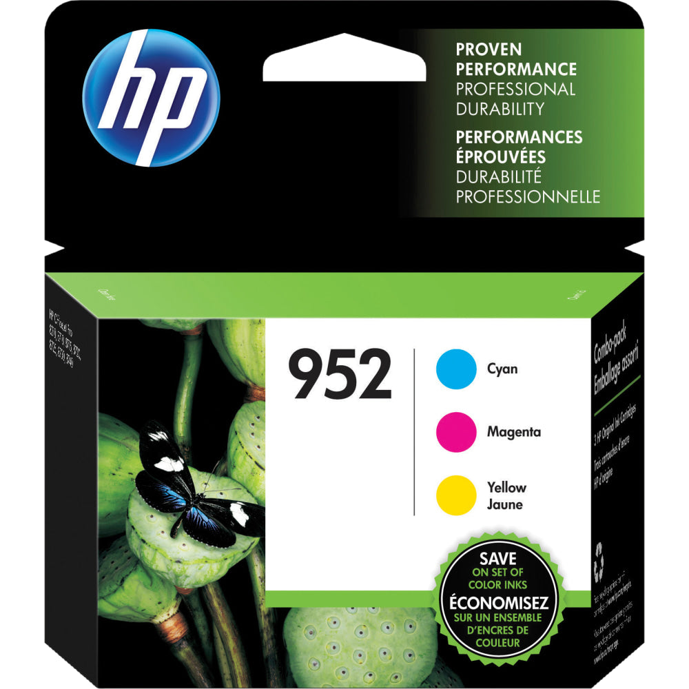 HP 952 Cyan, Magenta, Yellow Ink Cartridges, Pack Of 3, N9K27AN