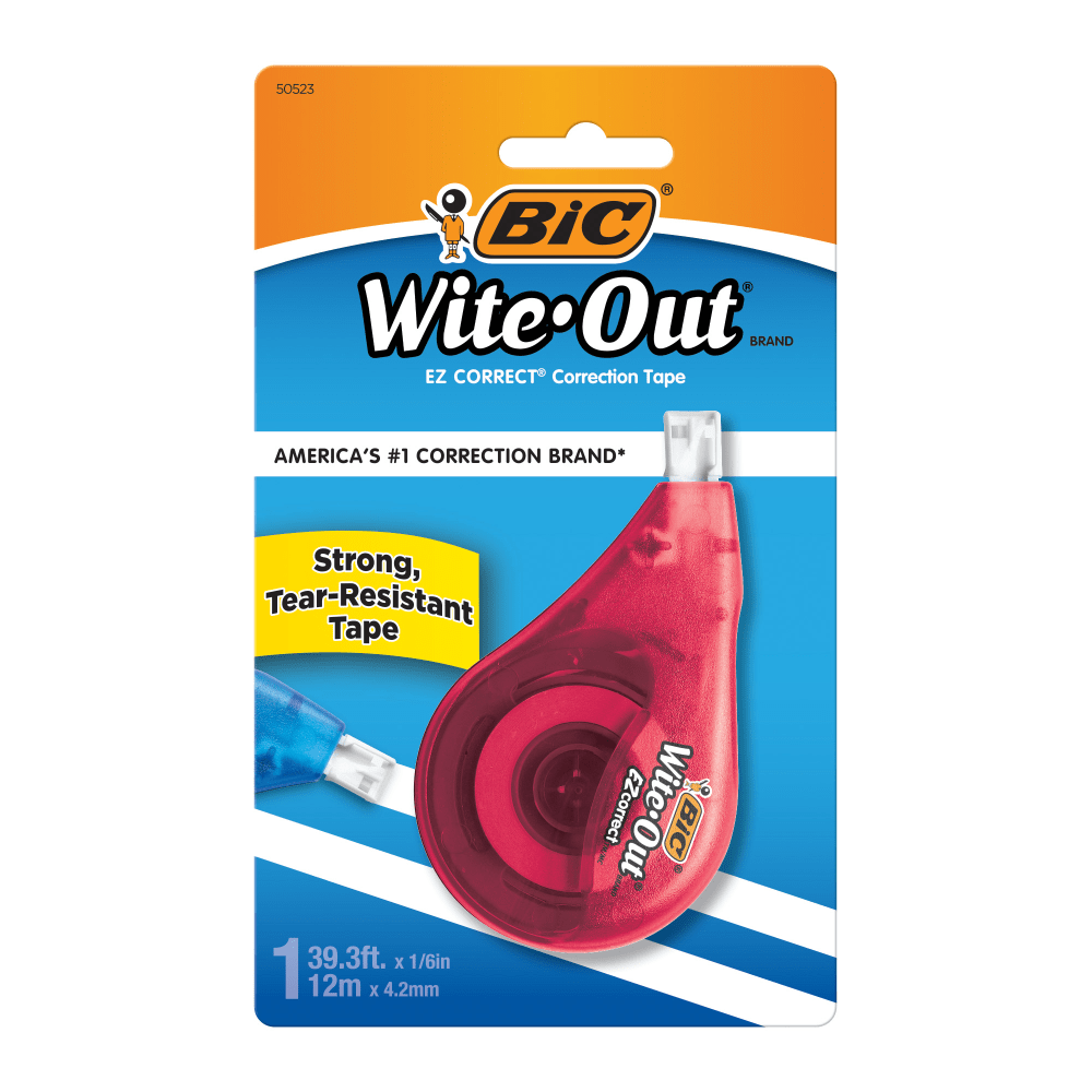 BIC Wite Out Brand EZ Correct Correction Tape, 1/6in x 471 3/5in, White, Pack of 1