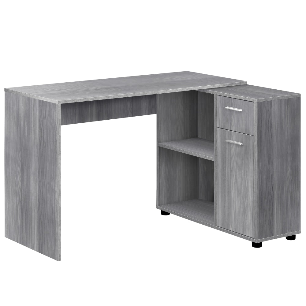 Monarch Specialties 46inW Corner Desk With Storage Cabinet, Gray