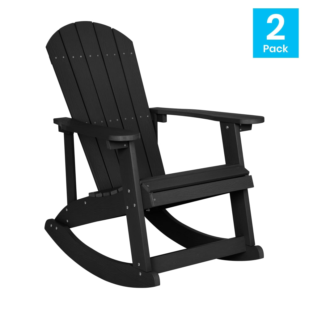 Flash Furniture Savannah All-Weather Adirondack Rocking Chairs, Black, Set Of 2 Chairs