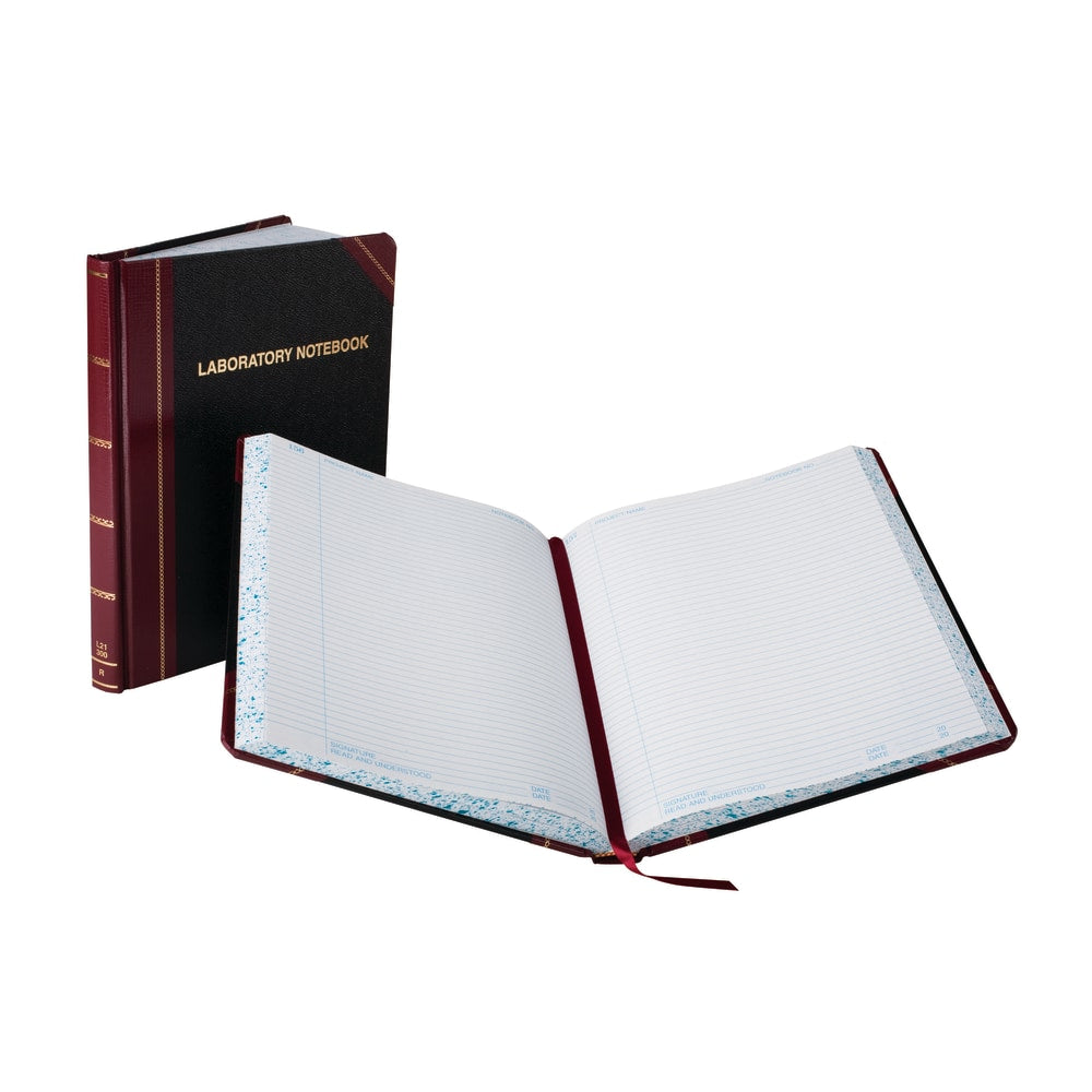 Boorum & Pease Laboratory Notebook, 10 3/8in x 8 1/8in, Record Ruled, 300 Sheets, Black/Burgundy