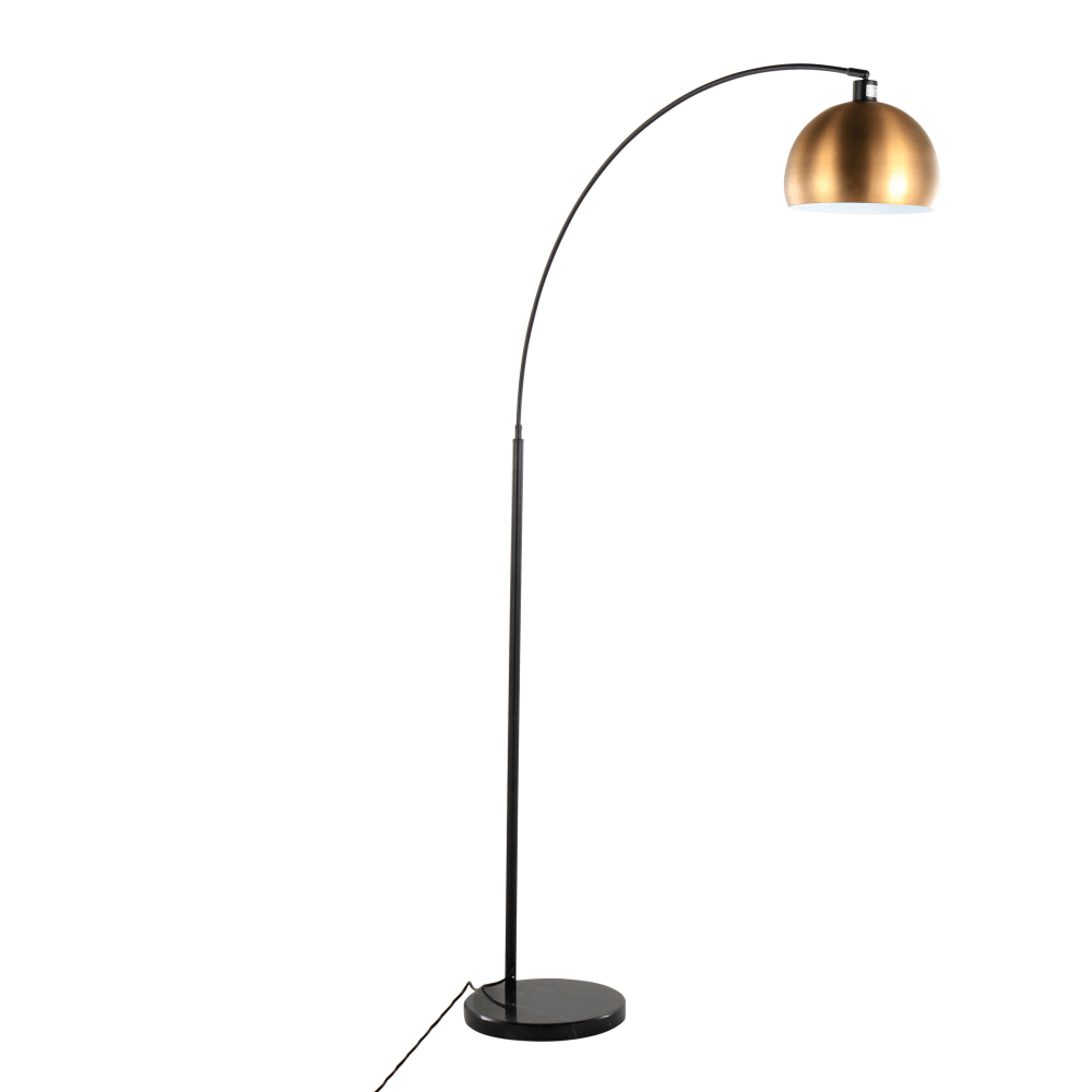 LumiSource March Floor Lamp, 74inH, Antique Brass Shade/Black Base