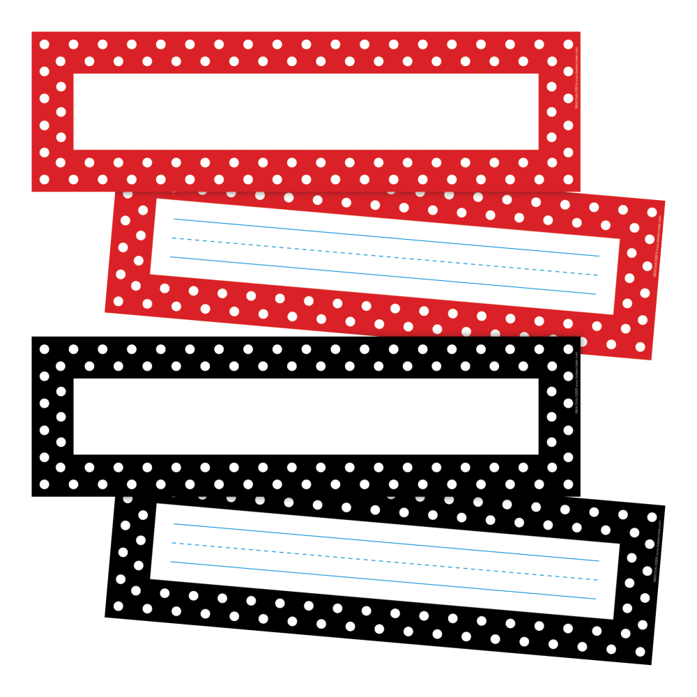 Barker Creek Double-Sided Name Plates, 12in x 3-1/2in, Dots, Pack Of 36 Plates, Set Of 2 Packs