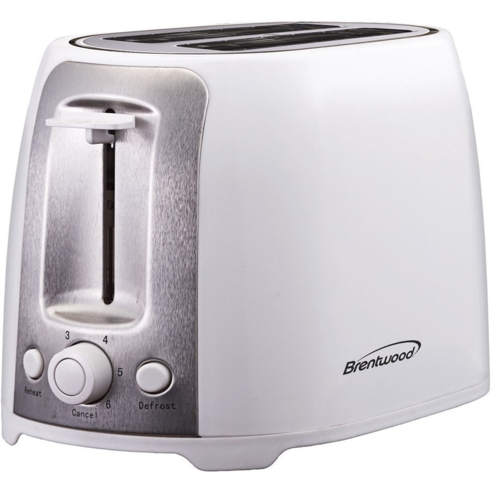 Brentwood Cool Touch 2-Slice Wide-Slot Toaster, White/Stainless Steel