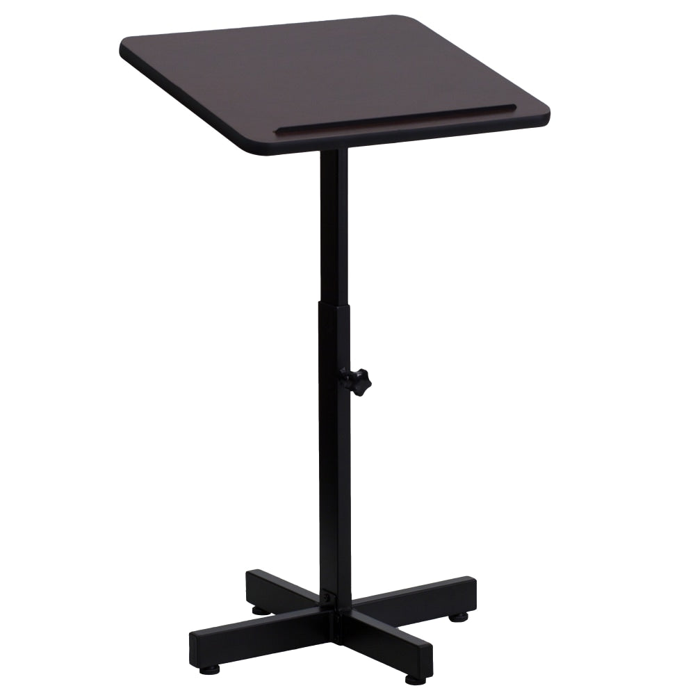 Flash Furniture Adjustable-Height Metal Lectern, 48inH x 20inW x 18-1/4inD, Mahogany