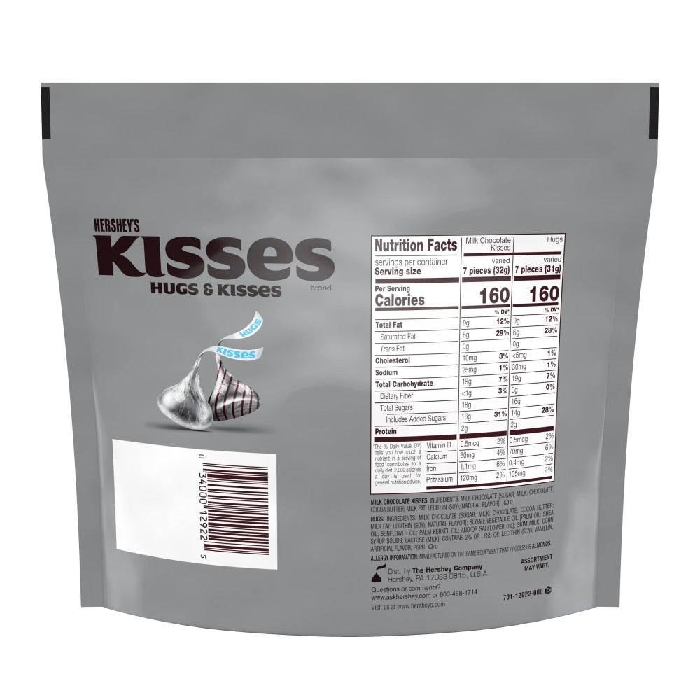 Hersheys Kisses and Hugs Chocolate Candy Assortment, 15.6 Oz, Pack Of 3 Bags