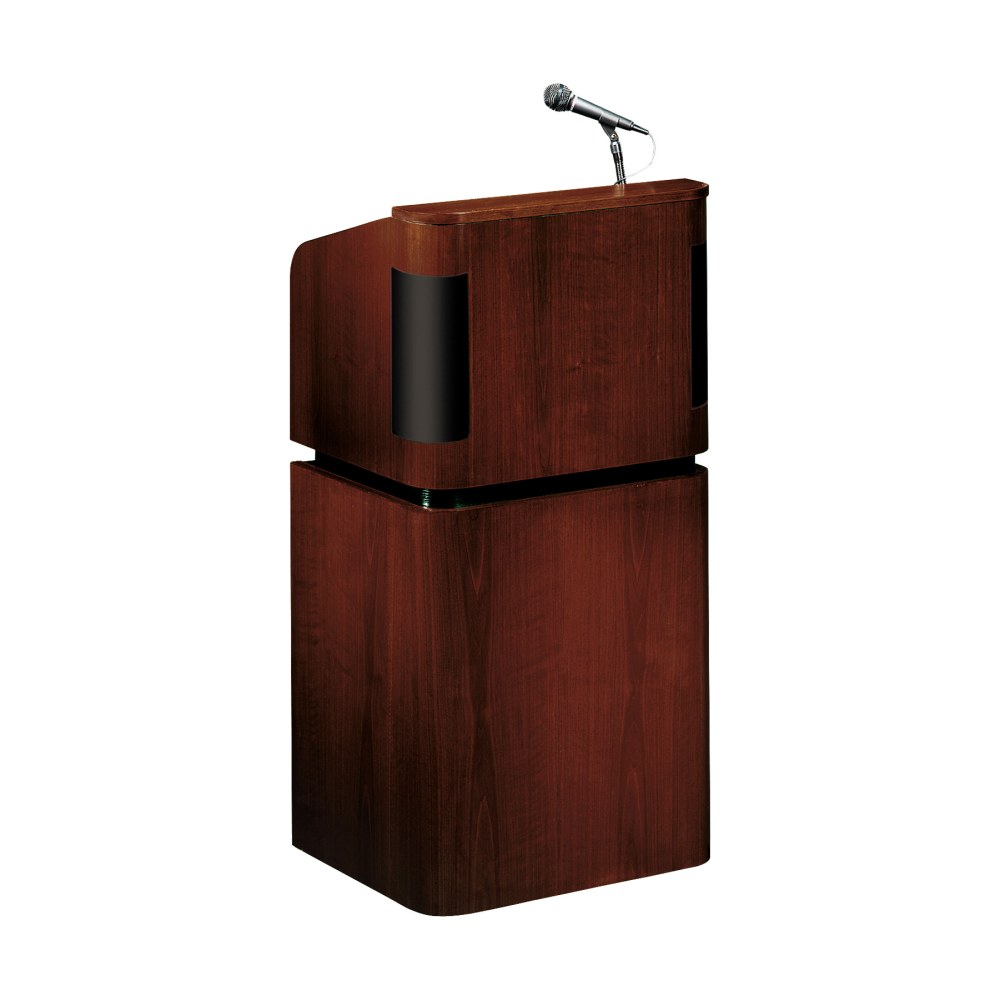 Oklahoma Sound? Tabletop & Base Combo Sound Lectern With Wireless Handheld Microphone, Mahogany/Walnut