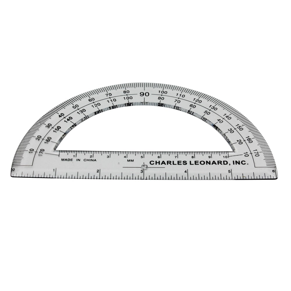 Charles Leonard Plastic Protractors, 6in, Clear, Pack Of 60 Protractors