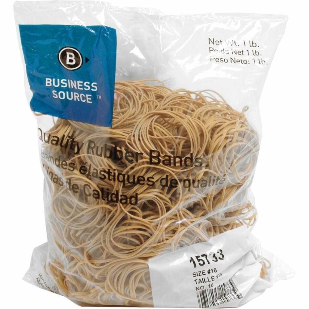 Business Source Quality Rubber Bands - Size: #16 - 2.5in Length x 0.1in Width - Sustainable - 1800 / Pack - Rubber - Crepe