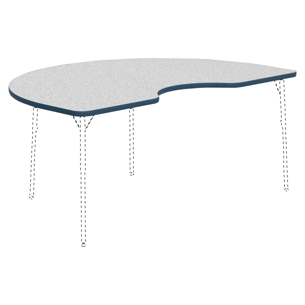 Lorell Classroom Kidney-Shaped Activity Table Top, 72inW x 48inD, Gray Nebula/Navy