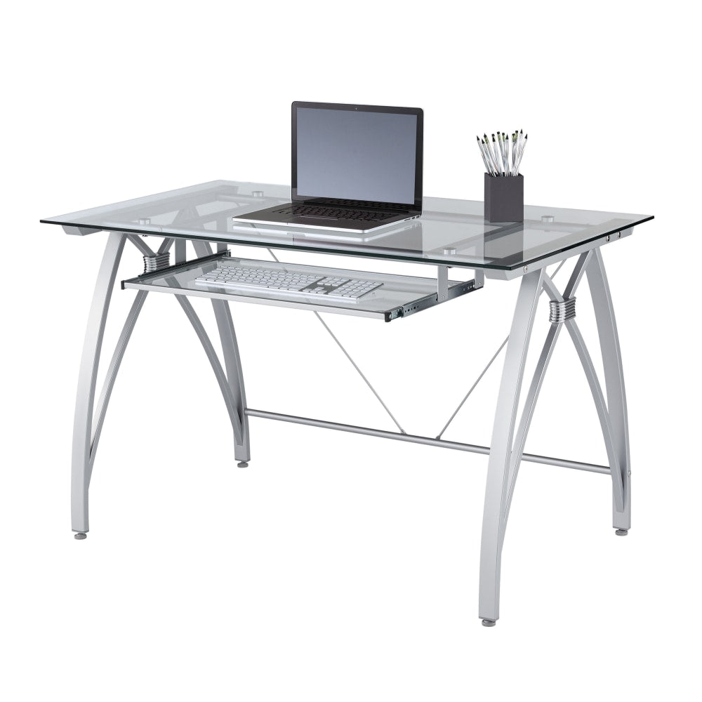 Realspace Vista 48inW Glass Computer Desk, Silver