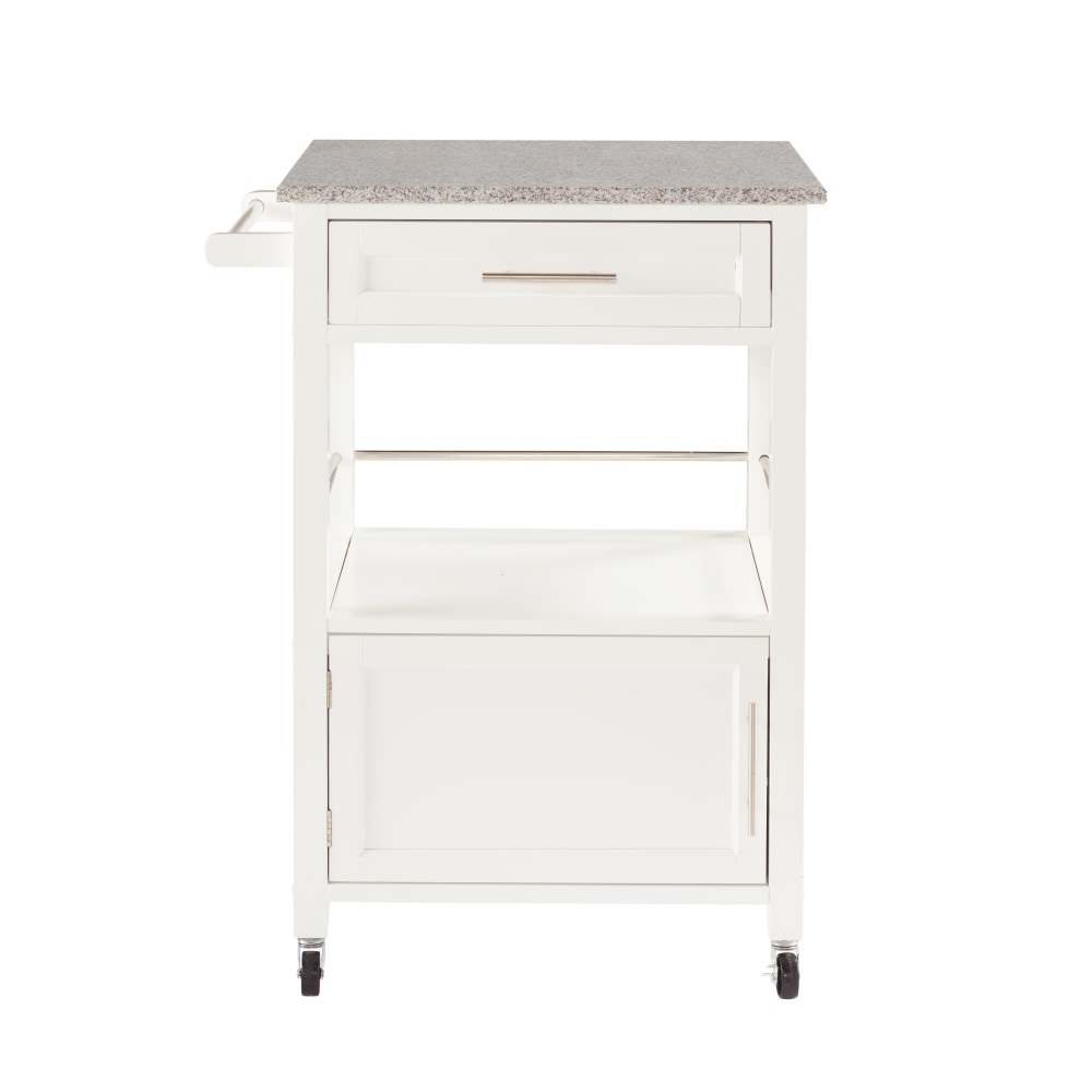 Linon Clark Granite-Top Kitchen Cart, 36-3/4inH x 27-3/4inW x 18inD, White