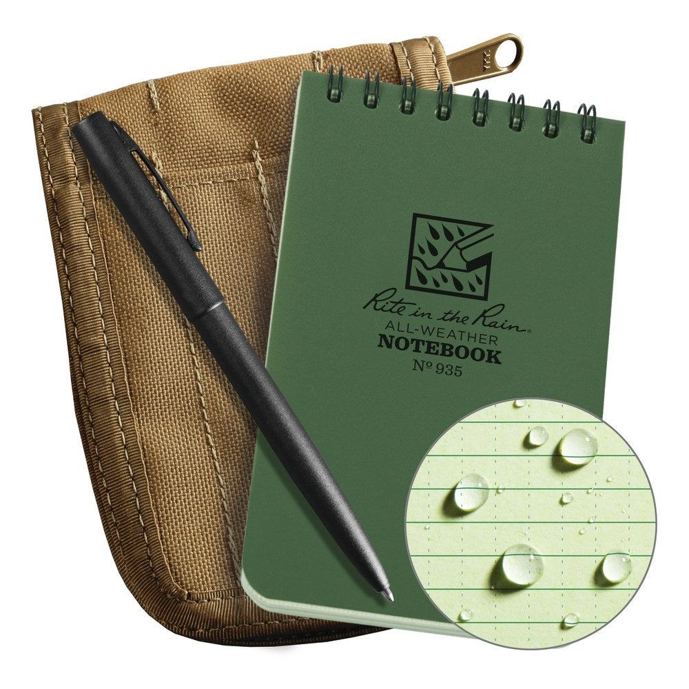 Rite In The Rain Pocket Top-Spiral Notebook Kit, 3in x 5in, Green