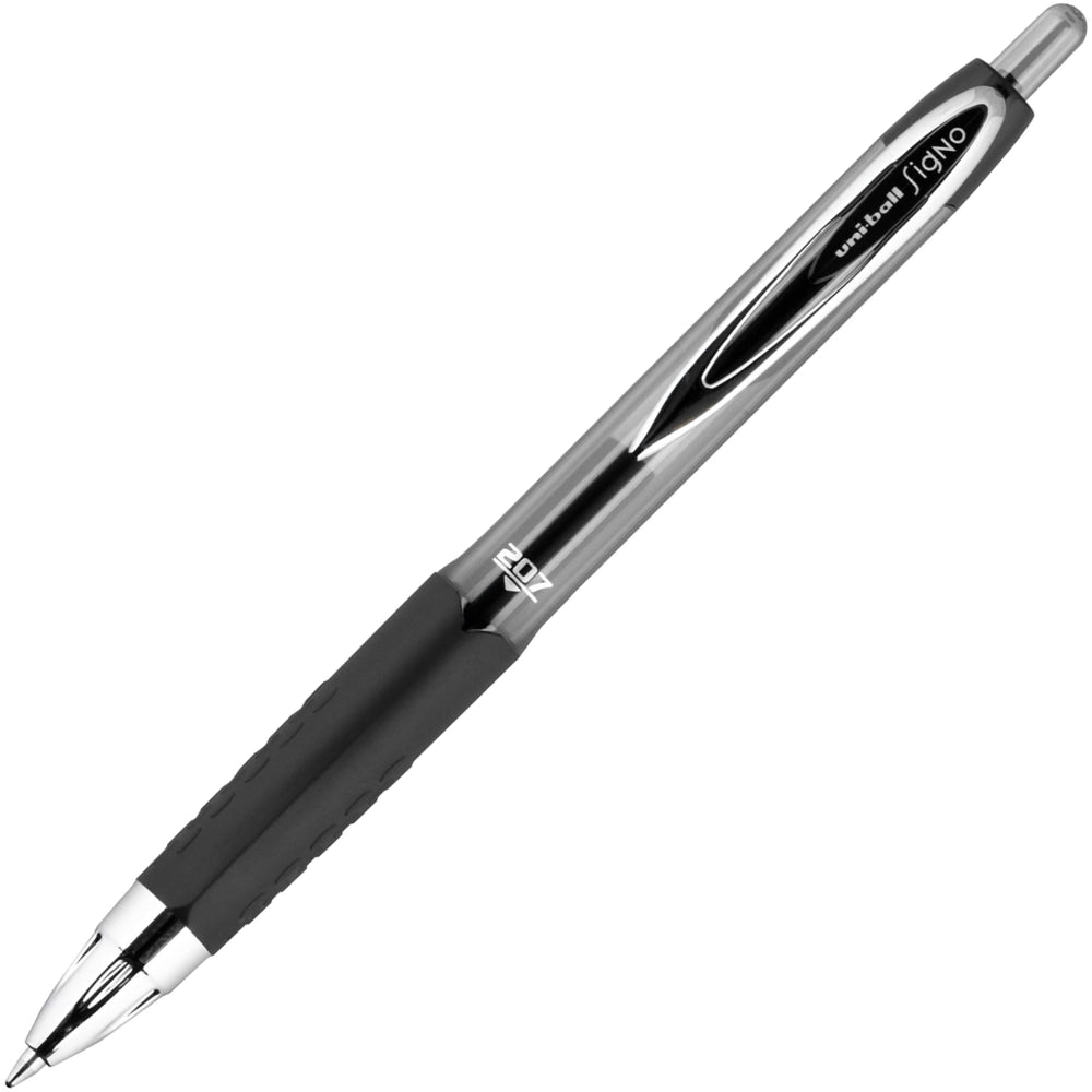 uni-ball 207 Retractable Fraud Prevention Gel Pens, Medium Point, 0.7 mm, Black Barrel, Black Ink, Pack Of 36