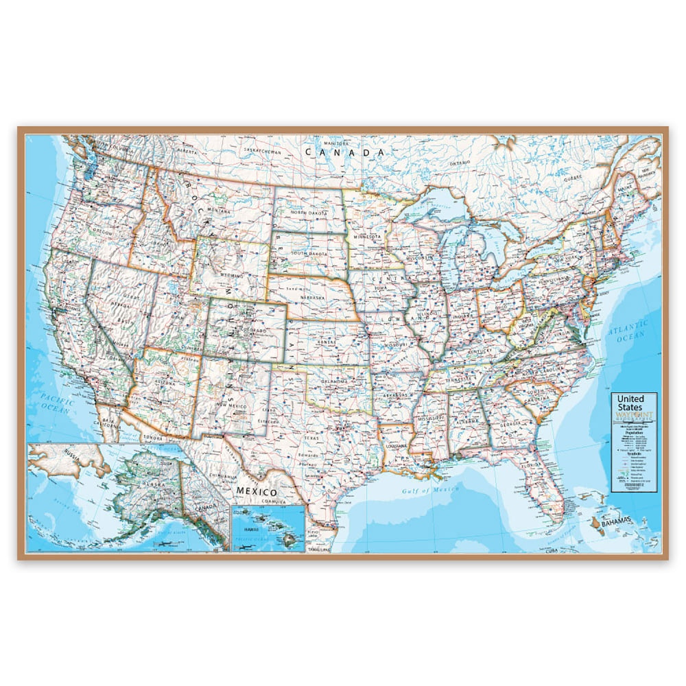 Waypoint Geographic Contemporary Laminated Wall Map, 24in x 36in, USA