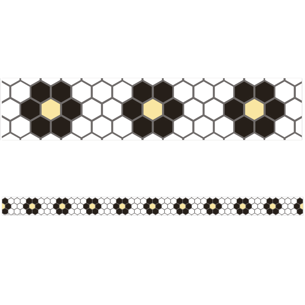 Eureka School Deco Trim, The Hive Floral Mosaic, 37' Per Pack, Set Of 6 Packs