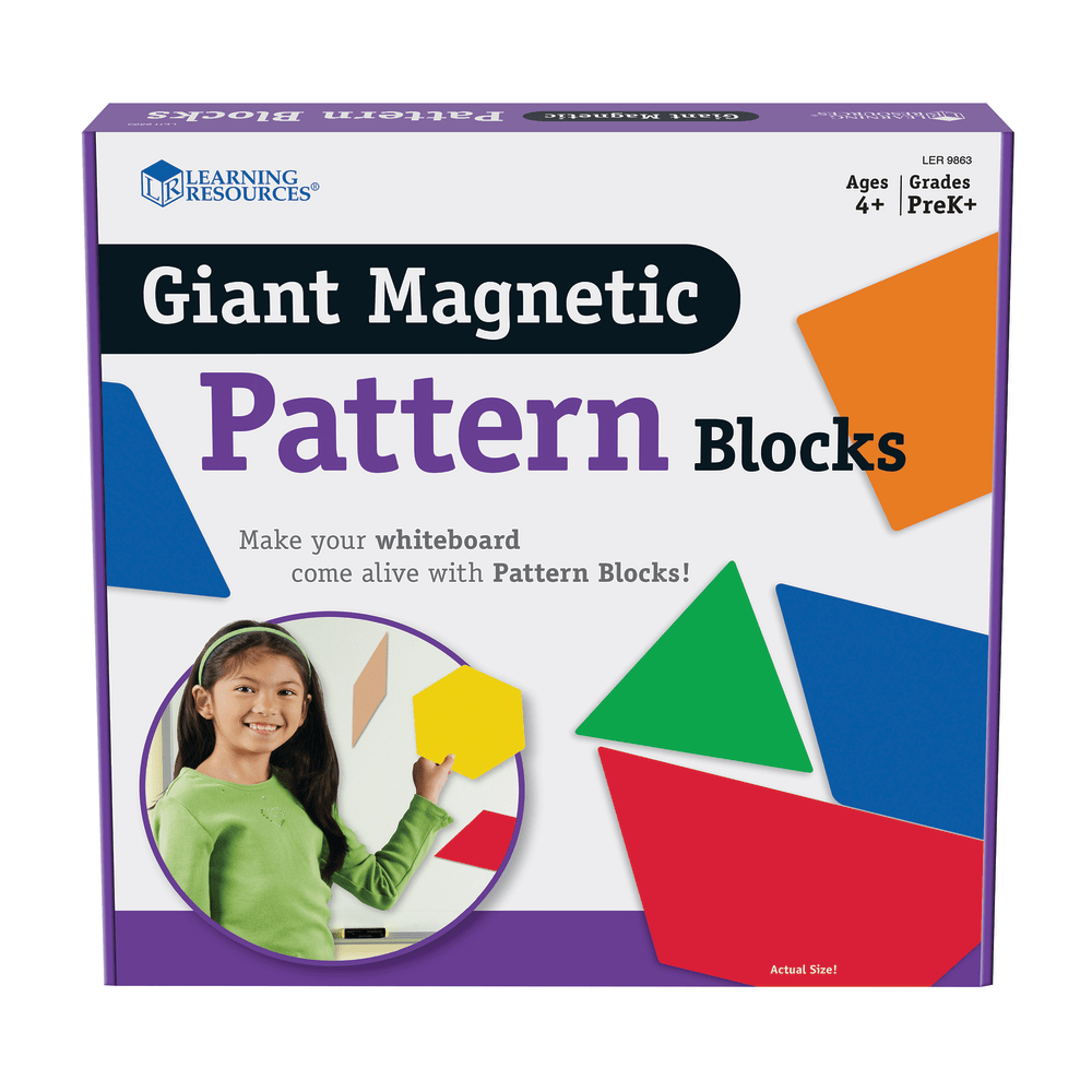 Learning Resources Giant Magnetic Pattern Blocks, Grades Pre-K - 9, Pack Of 47