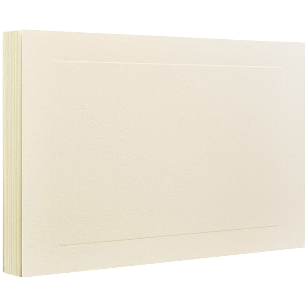 JAM Paper Blank Note Cards, Panel Border, 5 1/8in x 7in, Ivory, Pack Of 100