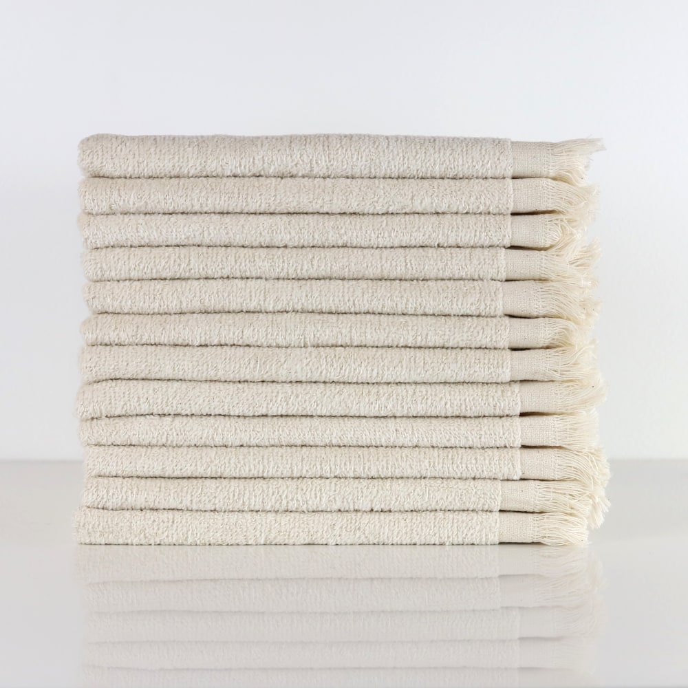 1888 Mills Fingertip Towels, Velour Fringe, 13in x 18in, Natural, Set Of 288 Towels