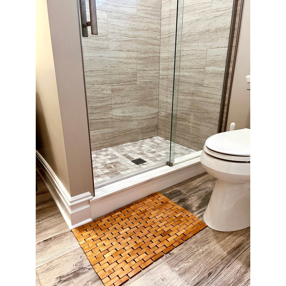 (BAMAT) Mind Reader Bali Collection Roll Up Bamboo Bath Mat, x 2/3in H 16-1/2in W x 23-1/2in L , Brown