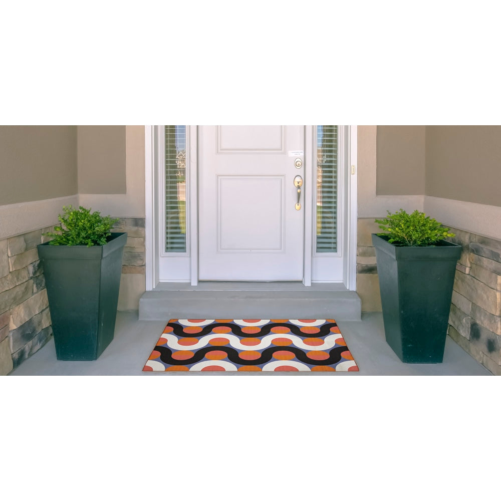 Linon Washable Outdoor Area Rug, Tasker, 2ft x 3ft, Orange/Pink