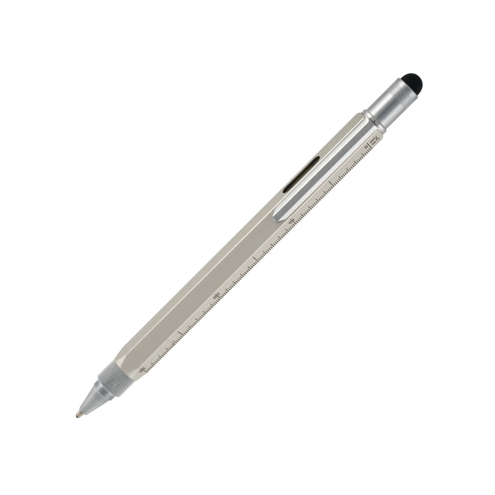 Monteverde One Touch Tool Pen, Medium Point, 0.8 mm, Silver Barrel, Black Ink