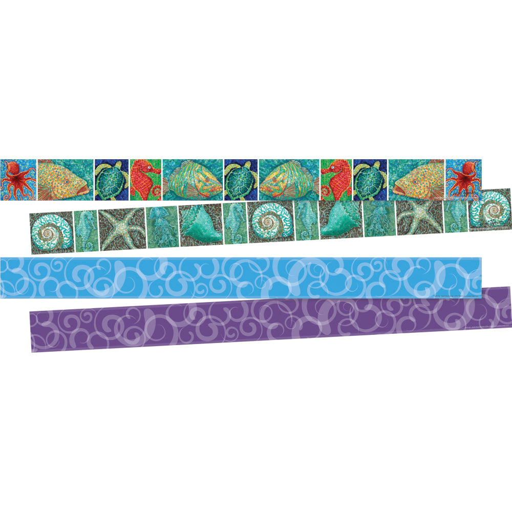 Barker Creek Double-Sided Borders, 3in x 35in, Ocean, 12 Strips Per Pack, Set Of 2 Packs