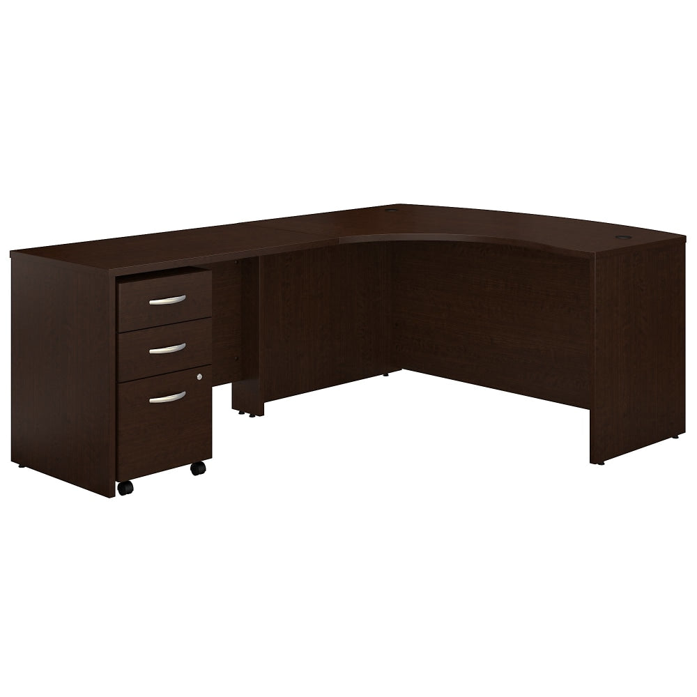 Bush Business Furniture 59inW Left-Handed L-Shaped Corner Desk With Mobile File Cabinet, Mocha Cherry, Standard Delivery