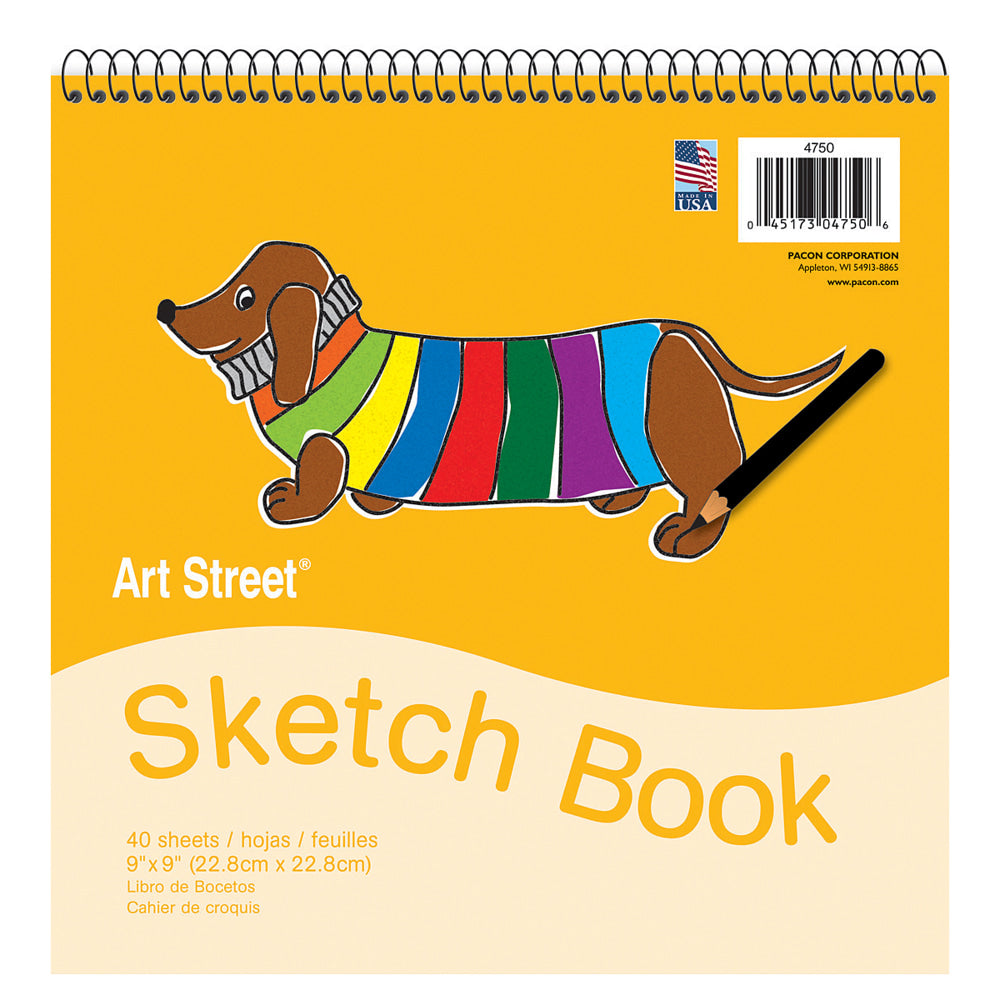 Art Street Sketch Book, 9in x 9in, 40 Sheets, White