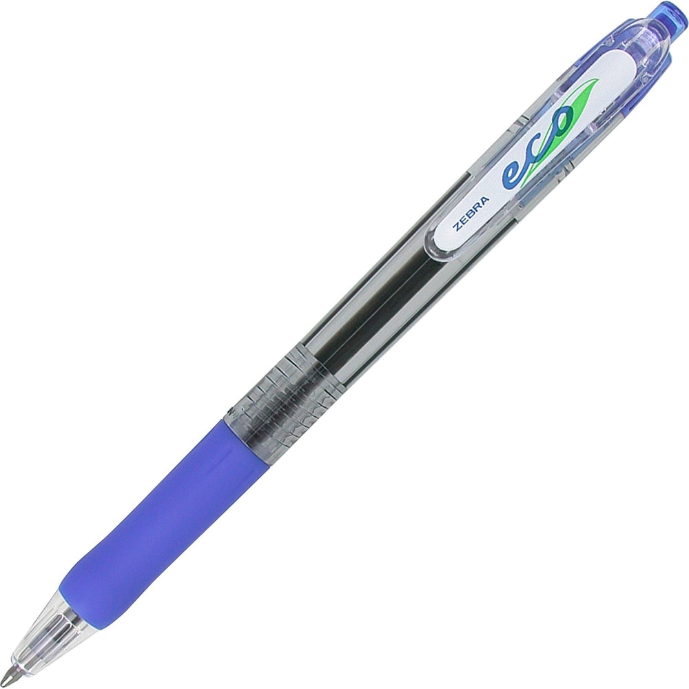 Zebra Pen Eco Jimnie Clip Retractable Ballpoint Pens, Pack Of 12, Medium Point, 1.0 mm, Blue Barrel, Blue Ink