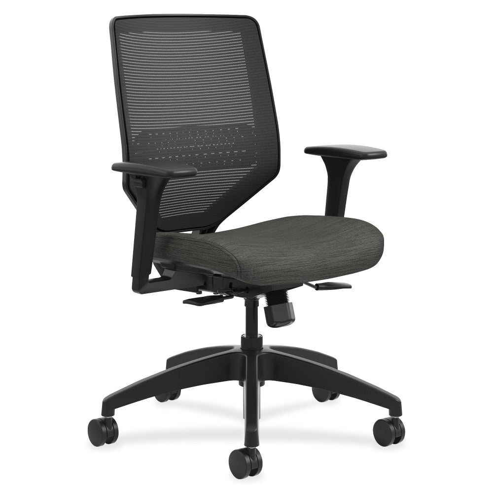 HON Solve Fabric Mid-Back Task Chair, Ilira-Stretch Mesh Back, Black