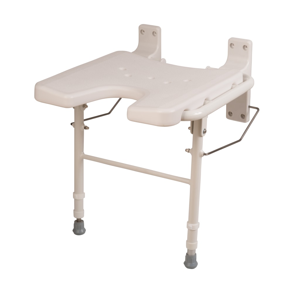 HealthSmart Wall-Mount Fold-Away Shower Seat, 24inH x 16 1/4inW x 16 1/4inD, White