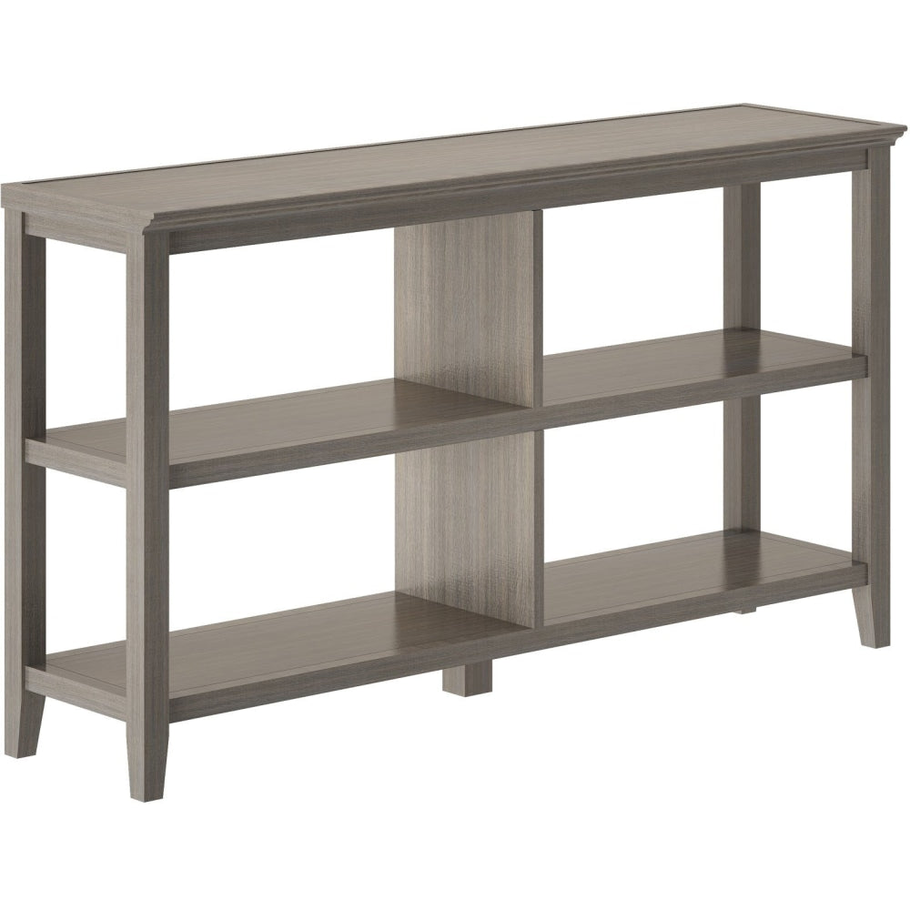 New Ridge Home Goods 30-1/4inH 3-Tier Low Wooden Bookcase, Washed Gray