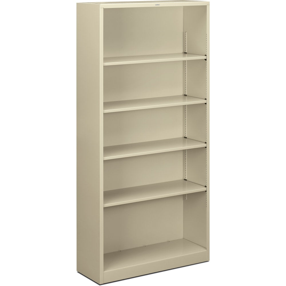 HON Brigade Steel Modular Shelving Bookcase, 5 Shelves, 72inH x 34-1/2inW x 12-5/8inD, Putty