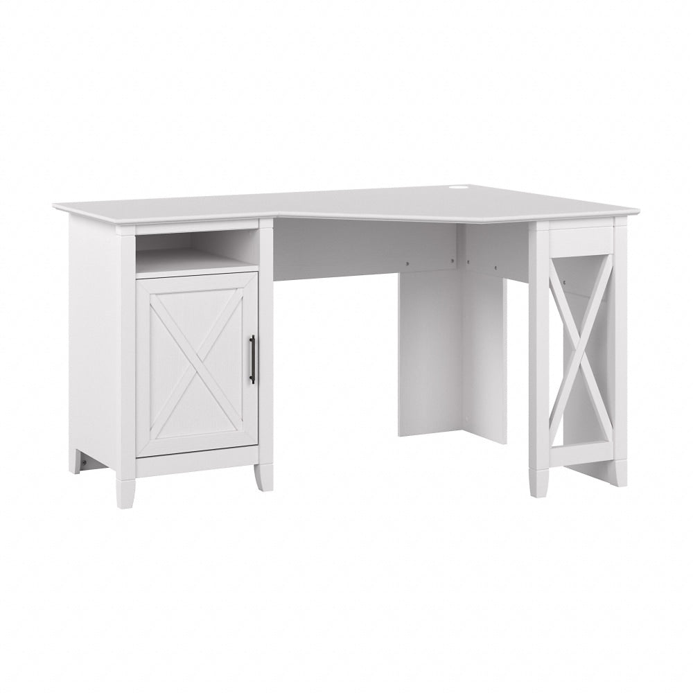 Bush Business Furniture Key West 54inW Corner Desk With Storage, Pure White Oak, Standard Delivery