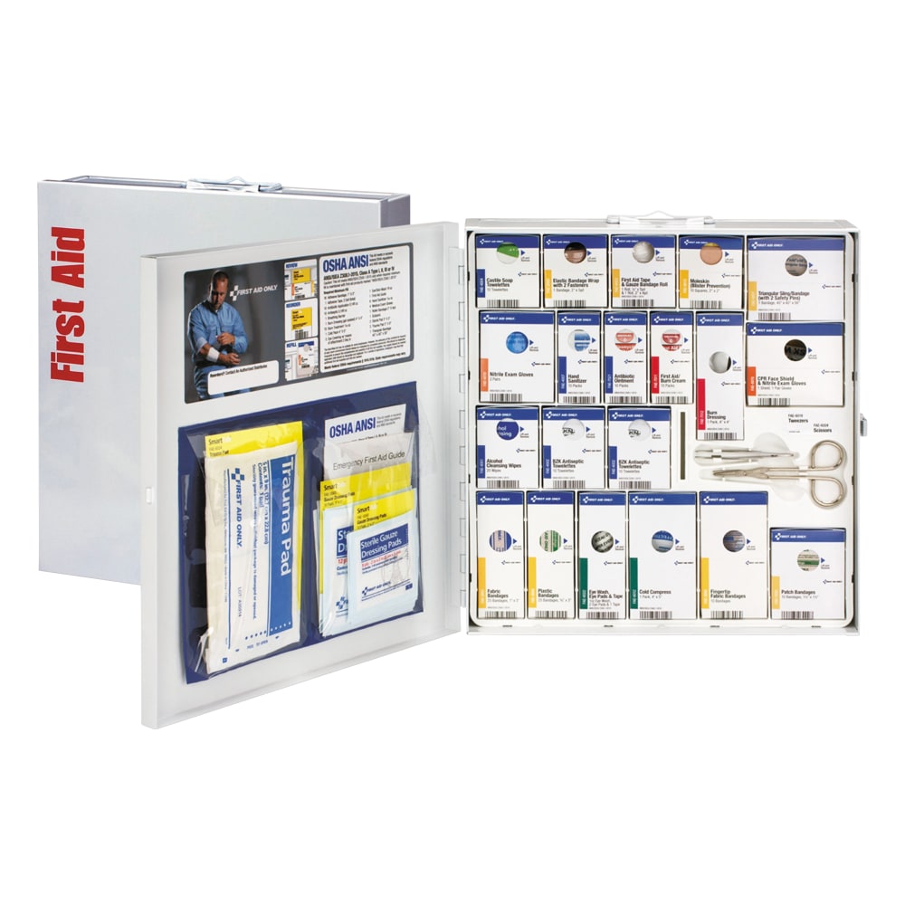 First Aid Only ANSI 2015 SmartCompliance 50-Person First Aid Kit, 14-1/8inH x 3-1/8inW x 13-1/4inD