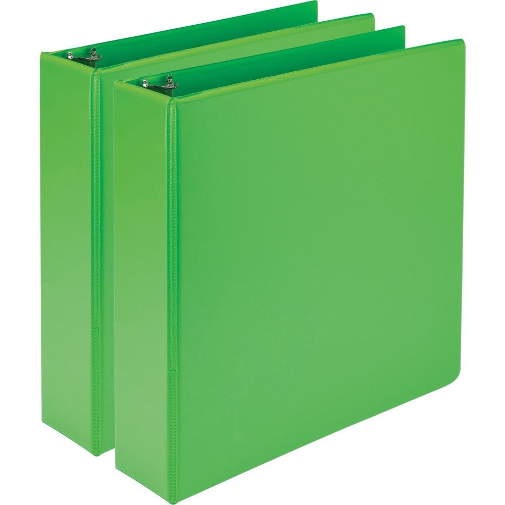 Samsill Presentation View 3-Ring Binder, 2in Round Rings, Lime, Pack Of 2